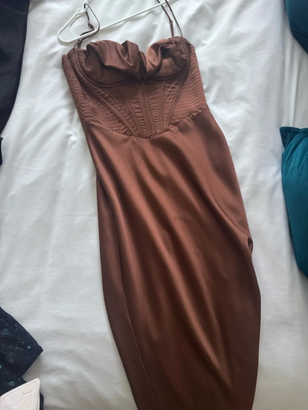House of CB | Dresses | House Of Cb Brown Satin Dress | Poshmark